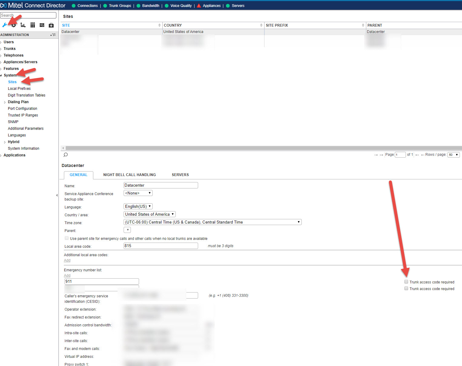 Mitel connect Director 911 trunk group access Mitel connect Director 911 trunk group access
