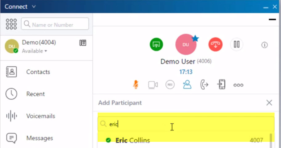 add-user-to-call-connect-client select participant select user to add to existing call