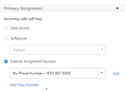 External Assignment Settings in Mitel Connect Client