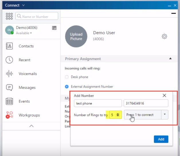 external assignment press to connect 1 settings