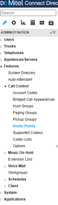 Route point in Mitel Director Route point in Mitel Director